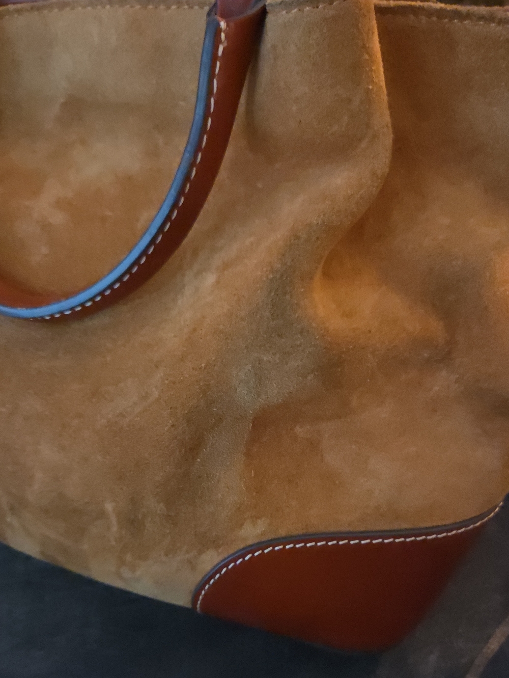 Dooney & Bourke Tan Suede Tote with Brown Leather Trim - Picture 6 of 8